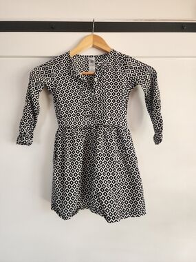 Carter's Black & White Geometric Long-Sleeve Girls Dress